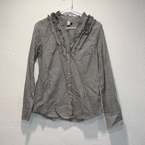 J Crew Factory black & white striped button up shirt for women